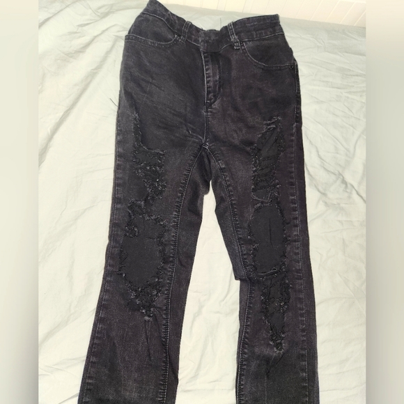 Black Ripped Jeans size 7 - Picture 1 of 2